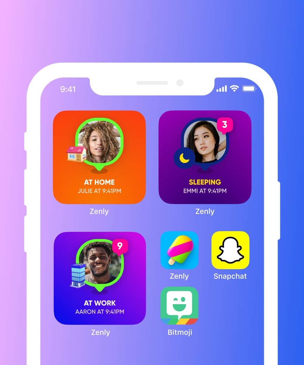 Widget de la aplicación Zenly con amigos.
